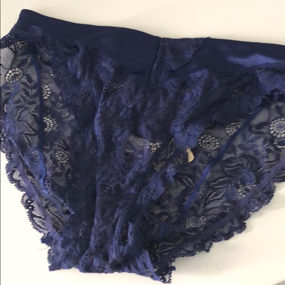 Victoria's Secret Other - VS BLUE PURPLE SATIN & LACE HIGH LEG PANTY